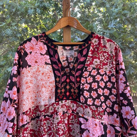 Johnny Was Workshop Flora Tie Back Midi Dress Pink Floral Size XL - Picture 7 of 14